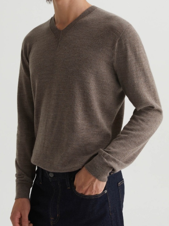 BRAND NEW AG Jeans Brown Classic Long Sleeve V Neck Sweater XL - Picture 1 of 10